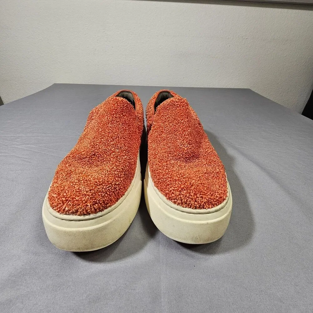 Tory Burch Howell Slip On Sneakers Womens 7.5 Orange Boucle Raffia Shoes 149646
